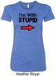 I'm With Stupid Black Print Ladies Longer Length Shirt