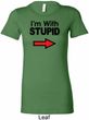 I'm With Stupid Black Print Ladies Longer Length Shirt