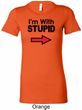 I'm With Stupid Black Print Ladies Longer Length Shirt
