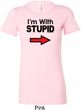 I'm With Stupid Black Print Ladies Longer Length Shirt
