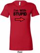 I'm With Stupid Black Print Ladies Longer Length Shirt