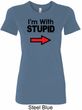 I'm With Stupid Black Print Ladies Longer Length Shirt