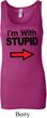 I'm With Stupid Black Print Ladies Longer Length Tank Top