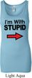 I'm With Stupid Black Print Ladies Longer Length Tank Top