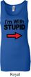 I'm With Stupid Black Print Ladies Longer Length Tank Top