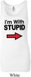 I'm With Stupid Black Print Ladies Longer Length Tank Top