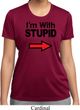 I'm With Stupid Black Print Ladies Moisture Wicking Shirt