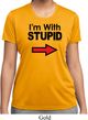 I'm With Stupid Black Print Ladies Moisture Wicking Shirt