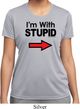 I'm With Stupid Black Print Ladies Moisture Wicking Shirt