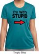 I'm With Stupid Black Print Ladies Moisture Wicking Shirt