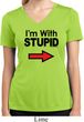 I'm With Stupid Black Print Ladies Moisture Wicking V-neck Shirt