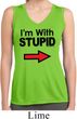 I'm With Stupid Black Print Ladies Sleeveless Moisture Wicking Shirt