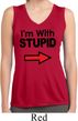 I'm With Stupid Black Print Ladies Sleeveless Moisture Wicking Shirt