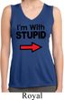 I'm With Stupid Black Print Ladies Sleeveless Moisture Wicking Shirt