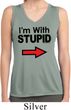 I'm With Stupid Black Print Ladies Sleeveless Moisture Wicking Shirt
