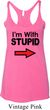 I'm With Stupid Black Print Ladies Tri Blend Racerback Tank Top