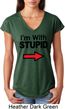 I'm With Stupid Black Print Ladies Tri Blend V-Neck Shirt