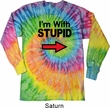 I'm With Stupid Black Print Long Sleeve Tie Dye Shirt