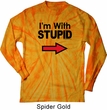 I'm With Stupid Black Print Long Sleeve Tie Dye Shirt