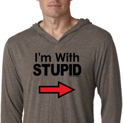 I'm With Stupid Black Print Mens Lightweight Hoodie Shirt I'm With Stupid Black Print Mens Lightweight Hoodie Shirt