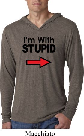 I'm With Stupid Black Print Mens Lightweight Hoodie Shirt