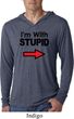 I'm With Stupid Black Print Mens Lightweight Hoodie Shirt