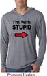 I'm With Stupid Black Print Mens Lightweight Hoodie Shirt