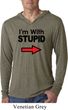 I'm With Stupid Black Print Mens Lightweight Hoodie Shirt