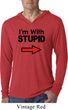 I'm With Stupid Black Print Mens Lightweight Hoodie Shirt