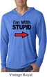 I'm With Stupid Black Print Mens Lightweight Hoodie Shirt