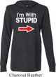 I'm With Stupid Black Print Mens Lightweight Hoodie Tee