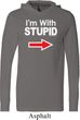 I'm With Stupid Black Print Mens Lightweight Hoodie Tee