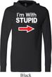 I'm With Stupid Black Print Mens Lightweight Hoodie Tee