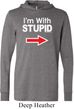 I'm With Stupid Black Print Mens Lightweight Hoodie Tee