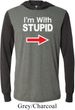 I'm With Stupid Black Print Mens Lightweight Hoodie Tee