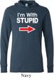 I'm With Stupid Black Print Mens Lightweight Hoodie Tee