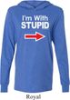 I'm With Stupid Black Print Mens Lightweight Hoodie Tee