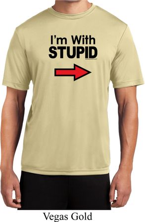 I'm With Stupid Black Print Mens Moisture Wicking Shirt
