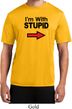 I'm With Stupid Black Print Mens Moisture Wicking Shirt