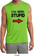I'm With Stupid Black Print Mens Sleeveless Moisture Wicking Shirt