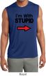 I'm With Stupid Black Print Mens Sleeveless Moisture Wicking Shirt