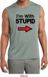 I'm With Stupid Black Print Mens Sleeveless Moisture Wicking Shirt