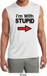 I'm With Stupid Black Print Mens Sleeveless Moisture Wicking Shirt