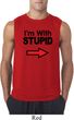 I'm With Stupid Black Print Mens Sleeveless Shirt