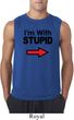 I'm With Stupid Black Print Mens Sleeveless Shirt