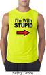 I'm With Stupid Black Print Mens Sleeveless Shirt
