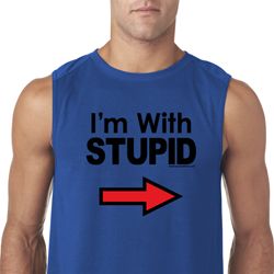 I'm With Stupid Black Print Mens Sleeveless Shirt I'm With Stupid Black Print Mens Sleeveless Shirt