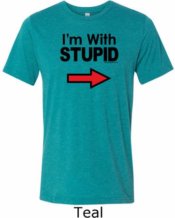 I'm With Stupid Black Print Mens Tri Blend Crewneck Shirt