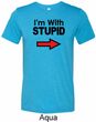 I'm With Stupid Black Print Mens Tri Blend Crewneck Shirt