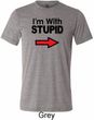 I'm With Stupid Black Print Mens Tri Blend Crewneck Shirt